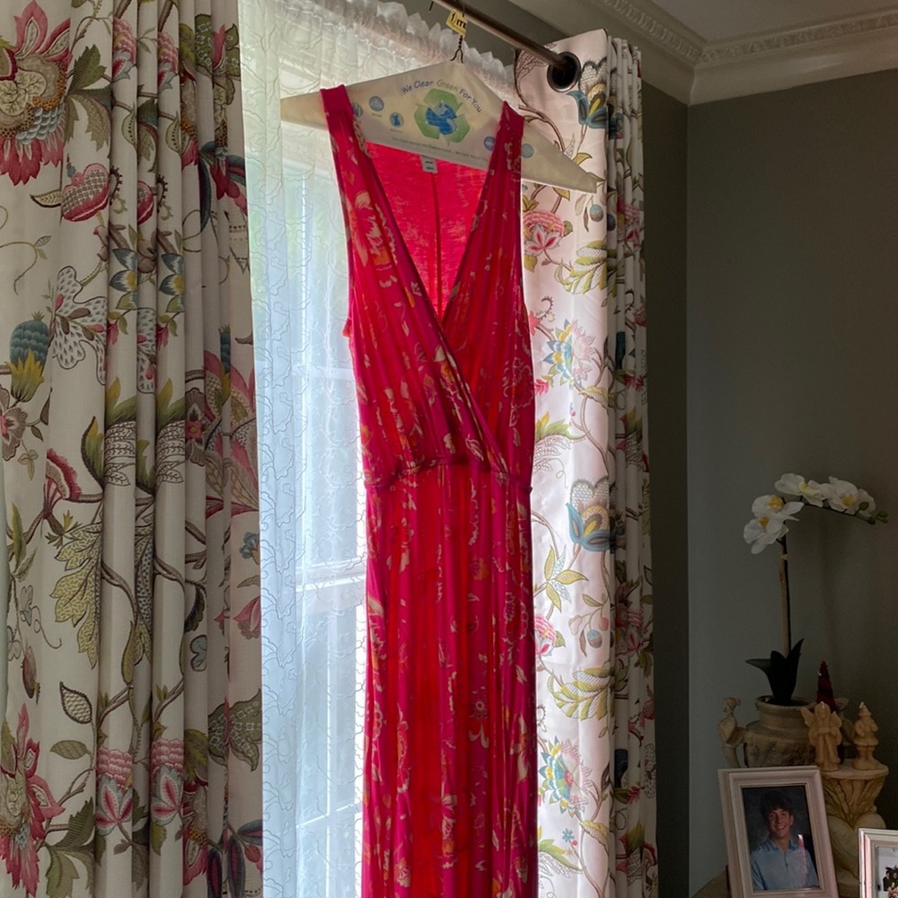 Old Navy Bright Pink Floral Sleeveless High-Low Dress